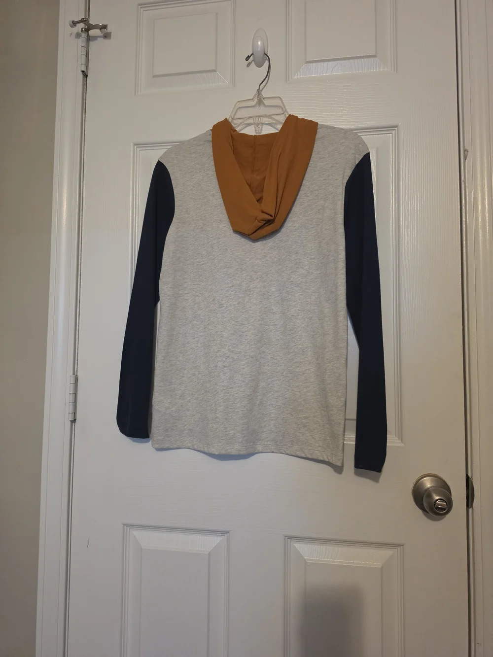 Old Navy Boys' Tiger 'Strength 94' Hooded Long Sleeve Tee - Navy, Gray & Mustard